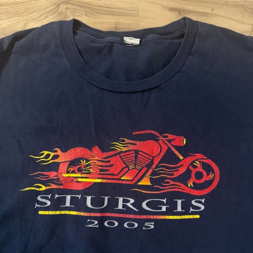 Vintage 2005 Sturgis Motorcycle Rally Long Sleeve baggy graphic flames tee 3XL